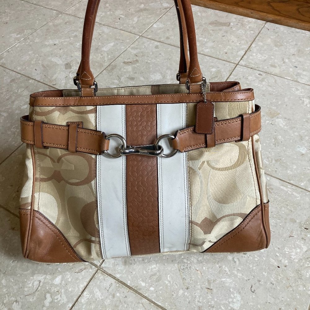 COACH brown leather hand bag